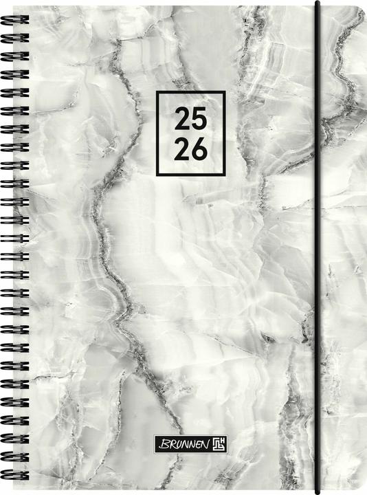 Actual product image BRUNNEN Schlerk Calendar (2025/2026) 'Grey Marble', 2 pages = 1 week, A5, 208 pages, PP cover (A5, German)