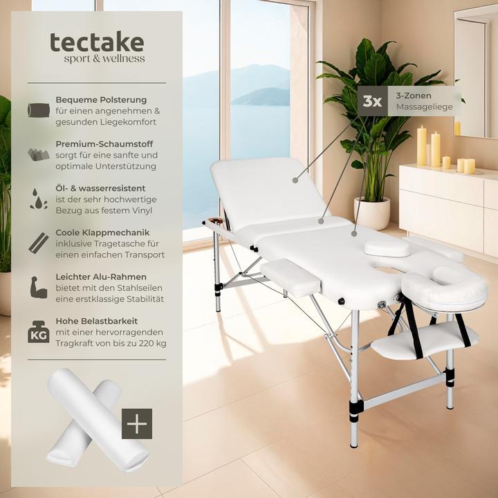 Actual product image tectake Massage table 3 zone with carry back and bolsters