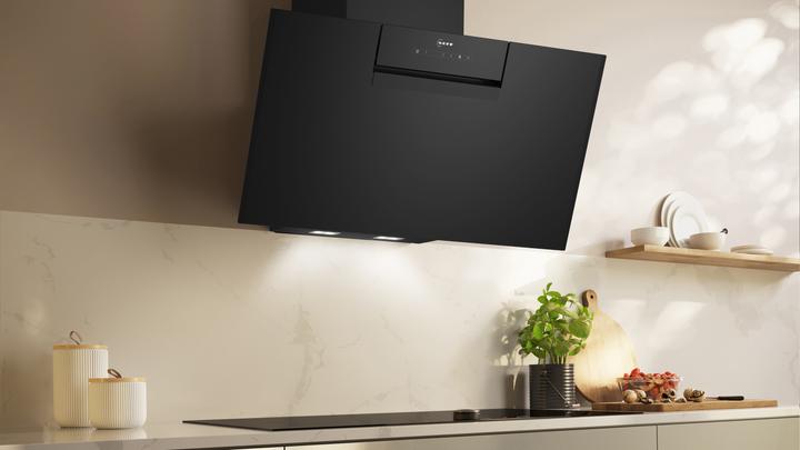 Immagine prodotto Neff N 50, fiera a parete, 80 cm, vetro trasparente stampato nero, D85IFN1S0 (Cappuccio)