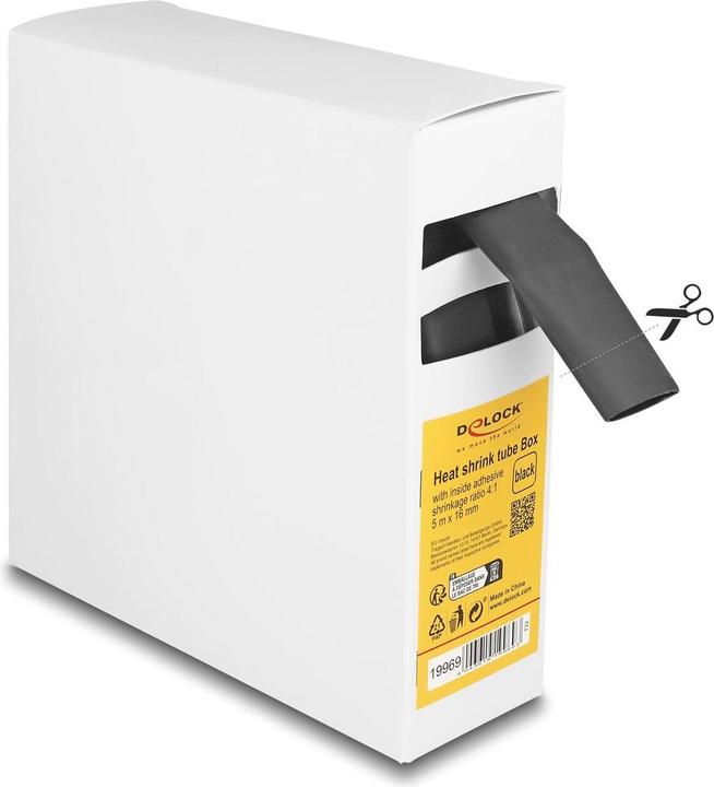 Delock Schrumpfschlauch Box, mit Innenkleber, Schrumpfungsrate 4:1, 5 m x 16 mm schwarz (1 x)