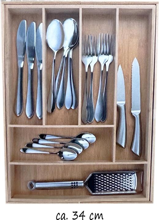 Mojawo Ausziehbarer Bambusholz Besteckkasten - 46 x 34-56.5 x 6 CM