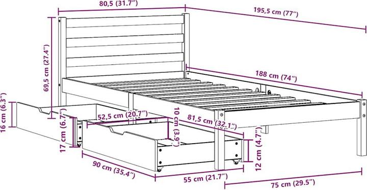 Immagine prodotto VidaXL Letto senza materasso 200x200 (200 x 200 cm)