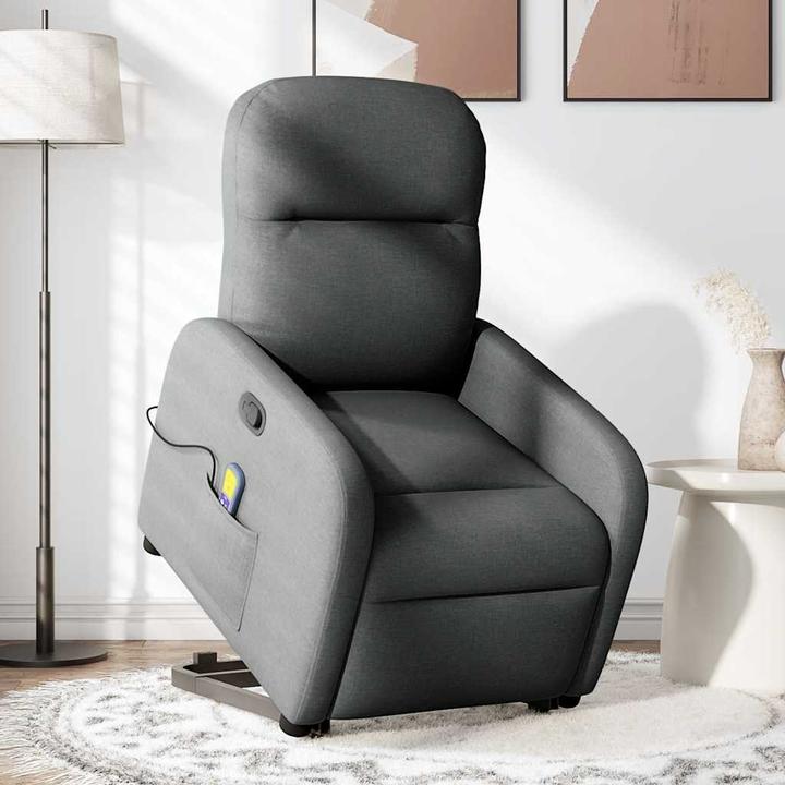 Produktbild VidaXL Massagesessel mit Aufstehhilfe Dunkelgrau Stoff