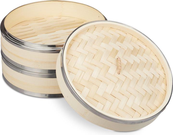 Produktbild Relaxdays Bambus-Dampfgarer (24 cm, Pflanzliche Werkstoffe)