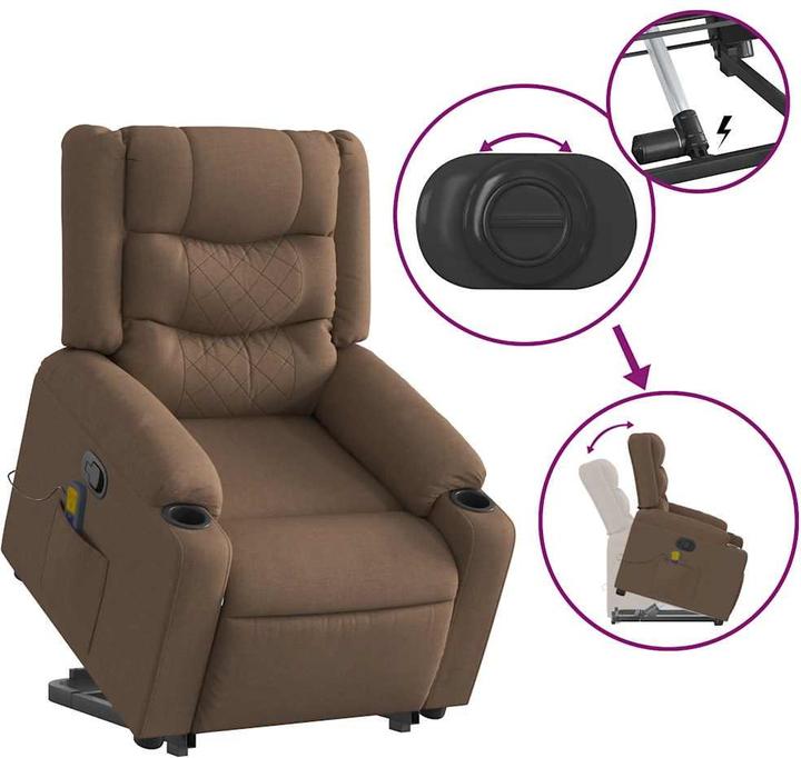 Produktbild VidaXL Massagesessel mit Aufstehhilfe Braun Stoff