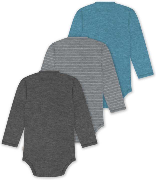 Actual product image Normani Set of 3 baby body wrap long sleeve toddler bodysuit made from merino wool - 9357 (50)