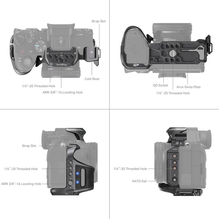 Immagine prodotto SmallRig Kit gabbia Rhinoceros per Sony Alpha 7R V / Alpha 7 IV / Alpha 7S III (Gabbietta)