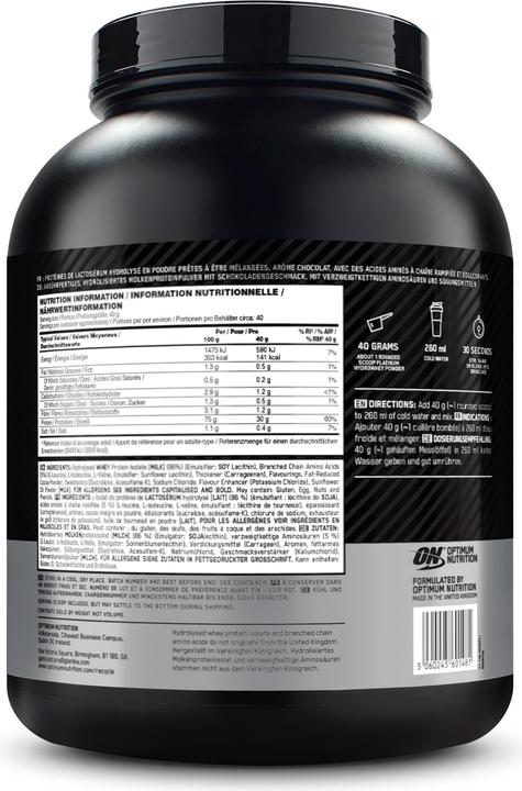 Immagine prodotto Optimum Nutrition Platinum HydroWhey (Cioccolato, 1 pz., 1600 g)