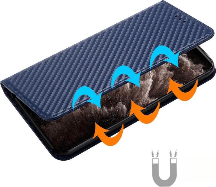 Produktbild Cover-Discount iPhone 15 Pro - Carbon Look Flip Case Hülle blau (Apple iPhone 15 Pro)