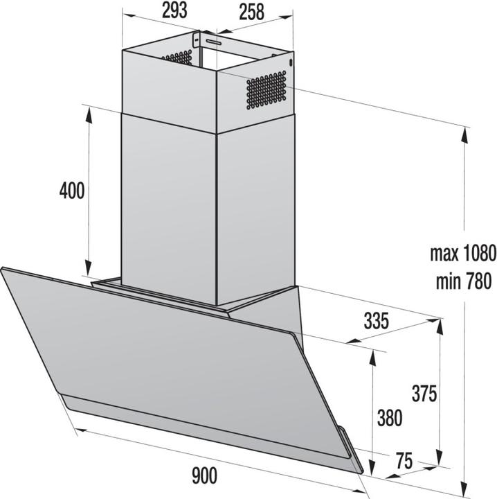 Produktbild Gorenje W9TB Kaminhaube kopffrei 90cm sw (Wandhaube)