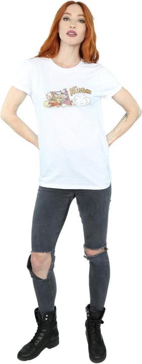 Actual product image The Flintstones Womens/Ladies Family Car Distressed Cotton Boyfriend T-Shirt (S)