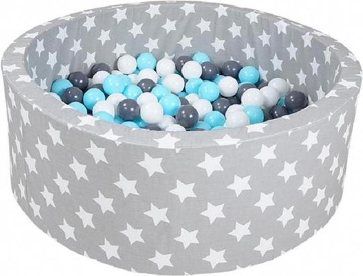 Produktbild Knorrtoys Bällebad soft - "Grey white stars" - 300 balls creme/grey/lightblue (ca. 6 Durchmesser)