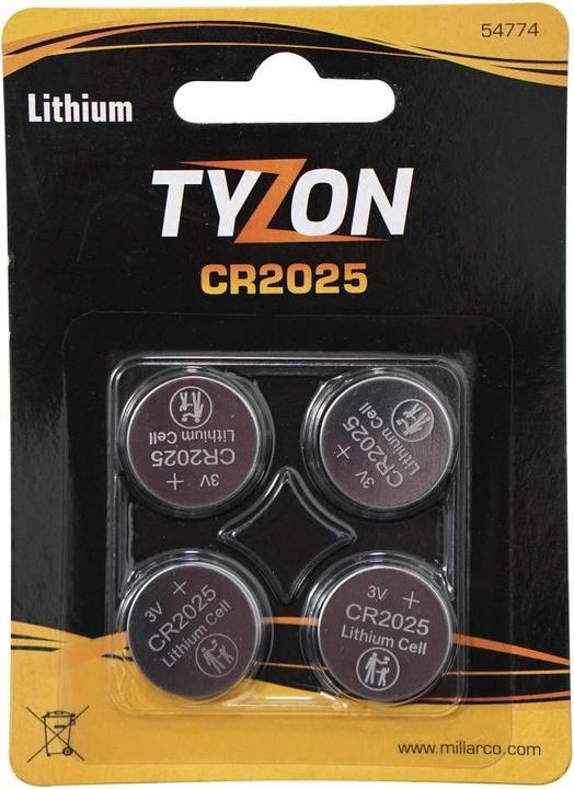 Actual product image Tyzon CR2025 Lithium battery, 4 pcs. (4 pcs., CR2025, 220 mAh)