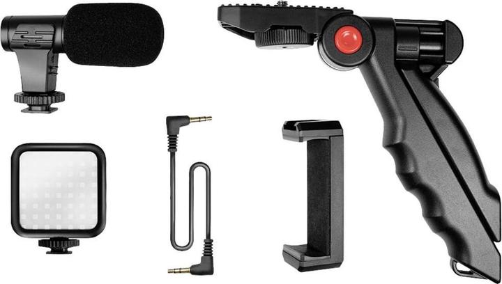 Actual product image LogiLink Vlogger Kit with LED light, microphone + tripod, for 4.77" smartphones