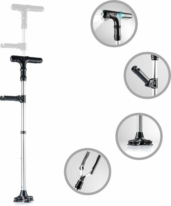 Actual product image InnovaGoods Extendable walking stick with LED light, alarm and mechanical gripper handle