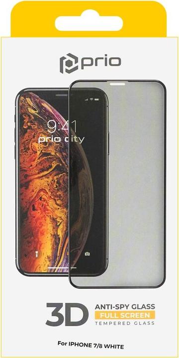 Produktbild prio 3D Anti-Spy Displayschutzglas für iPhone 7/8 weiss (1 Stück, Apple iPhone 8, Apple iPhone 7)