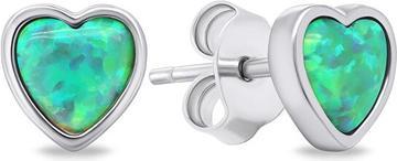Image du produit Brilio Silver - Delicate silver earrings Hearts with synthetic opals EA610WG