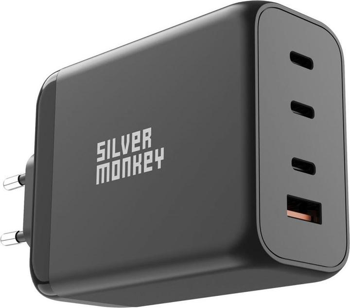 Actual product image Silver Monkey SMA153 200W GaN charger 3xUSB-C PD USB-A QC 3.0 - black (200 W)