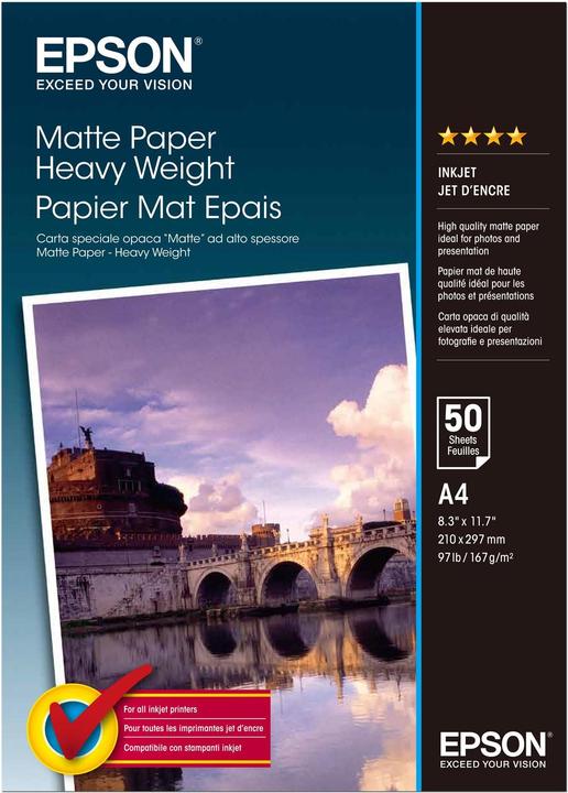 Actual product image Epson Matte Paper Heavy Weight (167 g/m², A4, 50 x)