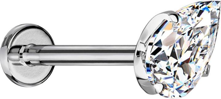 Immagine prodotto Star Piercing Micro Threadless Labret silber mit Kristalltropfen silber gefasst (senza ottone, Titanio G23)