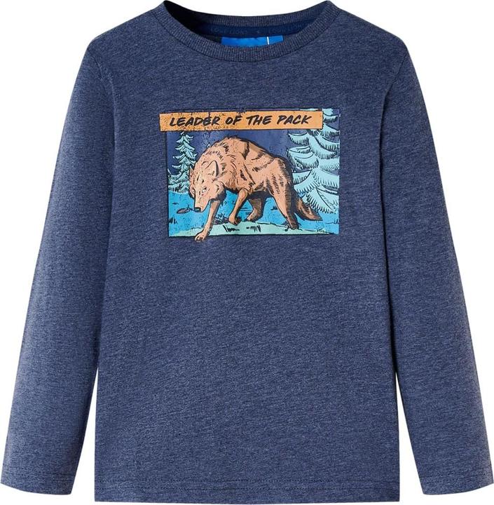 Actual product image VidaXL Children's long-sleeved shirt dark blue melange 92,Material: 100 (92)