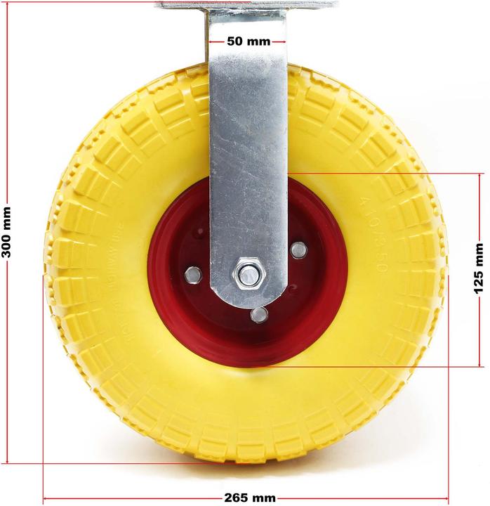 Produktbild Wiltec Bockrollen Set 4x Transportrolle 258mm Metallfelge 150kg pannensicher