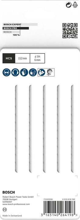 Produktbild Bosch Professional Zubehör PRO Wood precise T344DP Stichsägeblatt, 152 mm, 5-tlg.