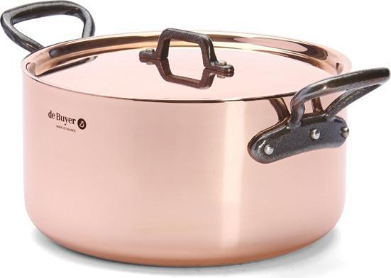 Actual product image de Buyer Inocuivre roasting pan with cast iron handles and lid (24 cm, Casserole + Stewpot, Stainless steel, Copper)