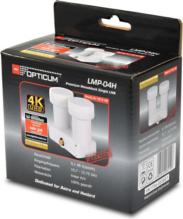 Image du produit Opticum Monobloc simple LMP-04H (AH) 6° Astra Hotbird (LNB Single, 40mm)