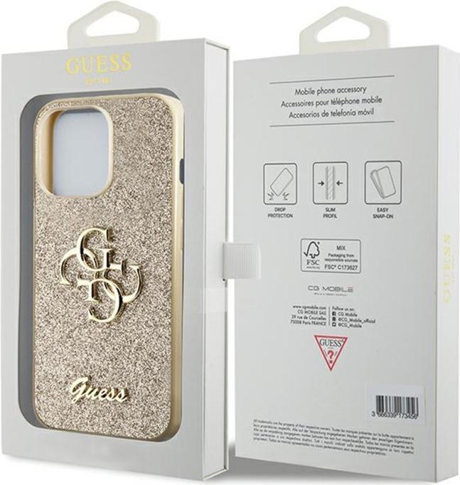 Productafbeelding Guess GUHCP13XHG4SGD iPhone 13 Pro Max 6,7" złoty/goud hardcase Glitter Script Big 4G (Apple iPhone 13 Pro Max)