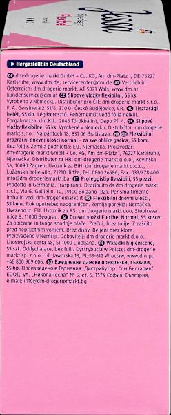 Nährwerte und Zutaten dm Jessa Slipeinlagen Flexibel (55 x, Slipeinlagen)