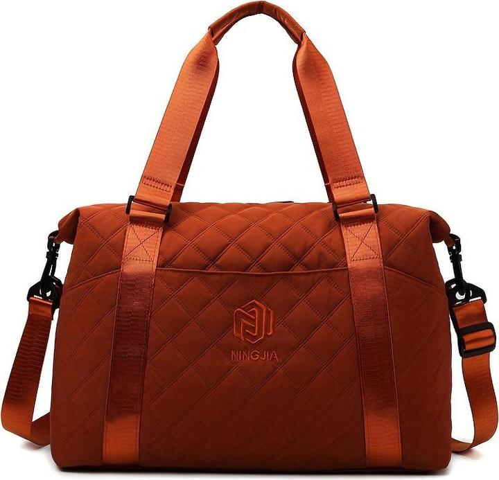 Actual product image Only-Bags.Store Large capacity Travel Duffle Bag with Argyle pattern, solid colour, Overnight Tote with