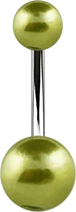 Produktbild Star Piercing Banane silber mit zwei Perlenkugeln hellgrün (ohne Messing, Chirurgenstahl 316L)
