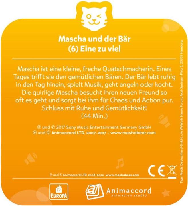 Produktbild Tigermedia Mascha und der Bär Folge 6: Eine zu viel (Deutsch)