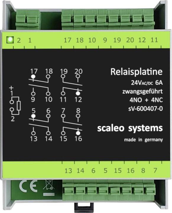 Produktbild Scaleo Systems Sicherheitsrelais mit Verpolschutzdiode, mit LED, mit Gehäuse 1 St. Typ 24V 4-fach 4