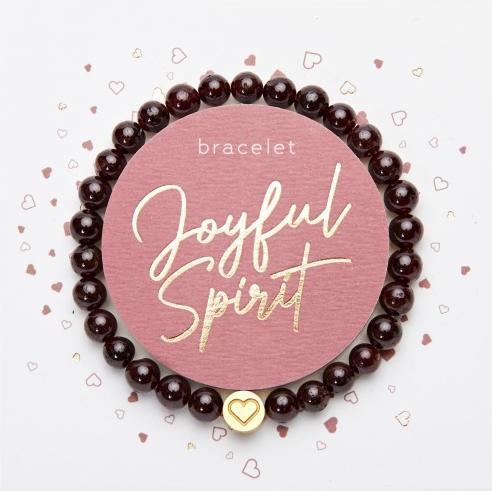 HCA Armband - "Joyful Spirit" - Granat (18 cm, Edelsteine kombiniert mit einem Element aus Edelstahl vergoldet elastisches Band)
