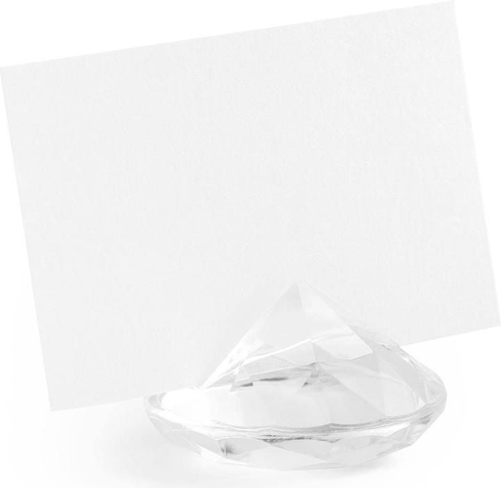 Produktbild Partydeco Tischkarte Halter Diamanten 4 cm, 10 Stück, Transparent