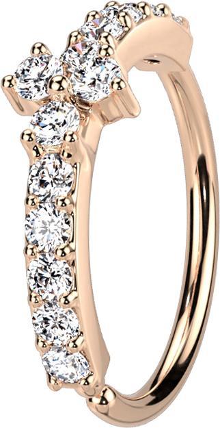 Produktbild Star Piercing Micro Piercing Ring rosegold Kristallbogen silber drei Kristalle (Messing)