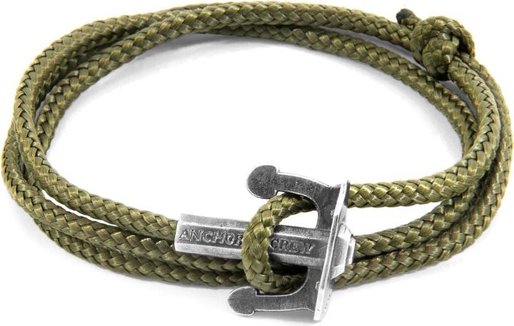 Produktbild Anchor & Crew Khaki-Grüne Union Silber Und Seil Ankerarmband (Solide .925 Sterlingsilber)