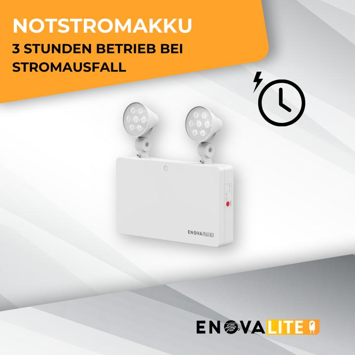Produktbild Enovalite LED-Fluchtwegleuchte, 6 W, Twin-Spot, Wandmontage
