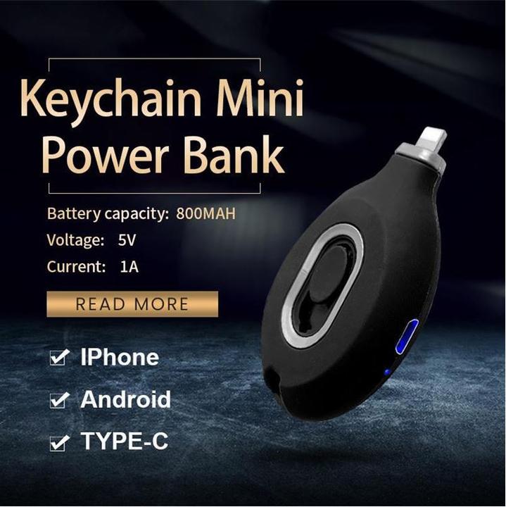 Actual product image PhoneLook Mini Power Bank emergency key fob external battery 800mAh (iPhone Lightning) (800 mAh)