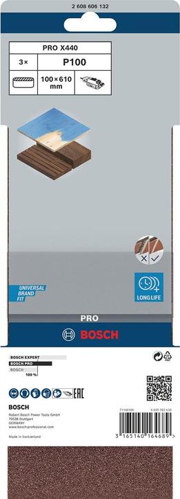 Produktbild Bosch Professional Zubehör PRO X440 Schleifband, 100 x 610 mm, G100 (100)