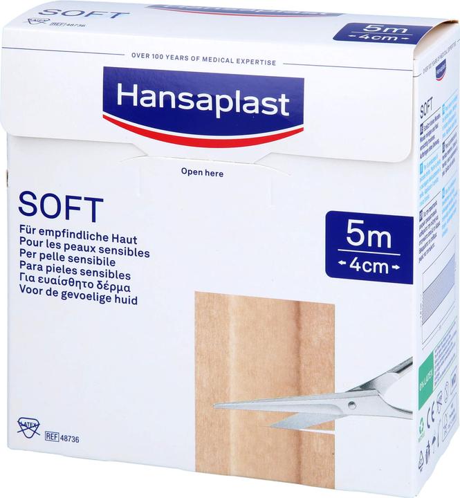 Actual product image Hansaplast Soft 5 m x 4 cm plaster roll, 1 pc. plaster (1 x)