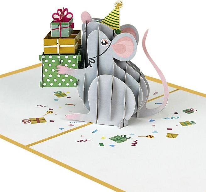 Produktbild MU Classic 3D Pop-Up Geburtstags Glückwunschkarte - Maus (1 Stk.)