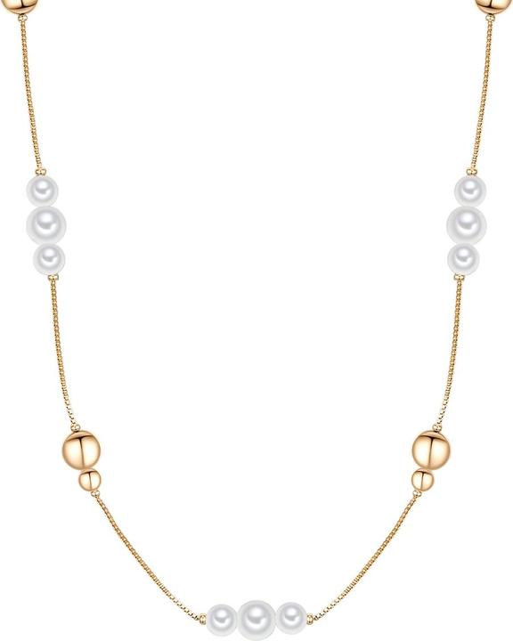 Actual product image Lulu & Jane Ladies brass shell pearl yellow gold 90.0 cm - 29461 (Brass, 90 cm)