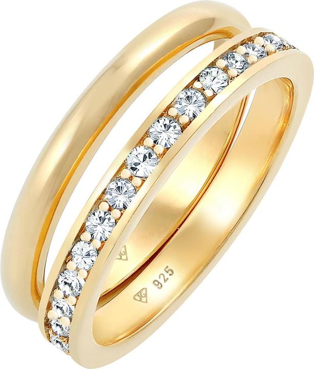 Actual product image Elli Ring Crystals Memoire Band Ring Basic Set of 2 925 Silver (52, 925 Silver)
