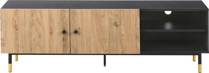 Actual product image Beliani TV cabinet black with light-coloured wood ABILEN (150 x 40 x 48 cm)