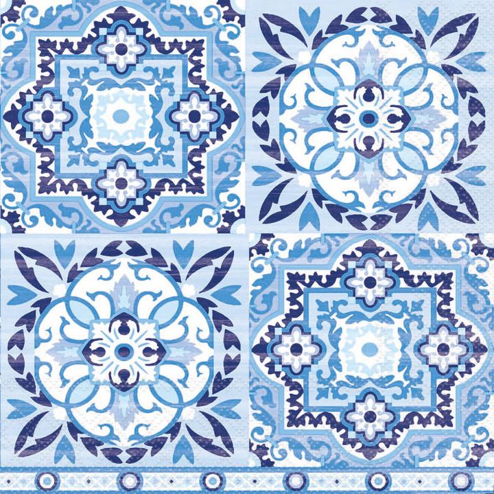 Produktbild Ambiente Serviette "Tiles blue" (20 x)