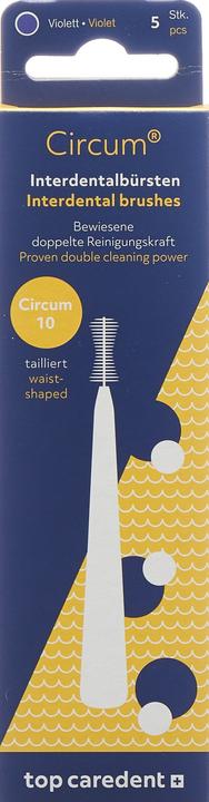 Produktbild Top Caredent Circum 10 Interdentalbürsten violett mit Griff (5 x)
