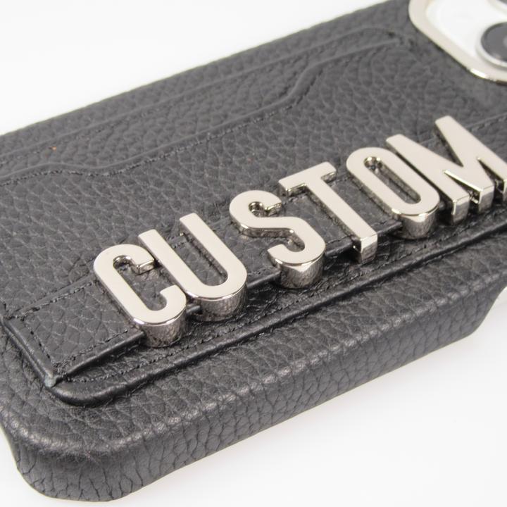 Actual product image PhoneLook Cover Customised leather cover with silver lettering + lanyard and card compartment (Apple iPhone 15)